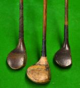 J Smith striped top shallow face bulldog spoon together with 2x scare neck woods including a Peter