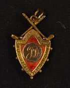 1924 Merchants of Edinburgh Golf Club 9ct gold and enamel medal engraved on the reverse 