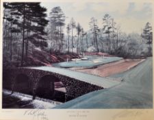 1990 Augusta Masters Golf colour print signed by the 1996 winner Nick Faldo - 12th Green signed by