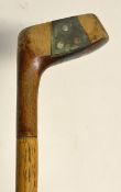 Period Sunday golf walking stick - fitted with a beech wood socket head golf club handle and central