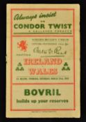 1947 Wales (Runners-up) v Ireland rugby programme - played at St Helens Swansea on Saturday 29th