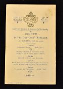 Rare 1899 North of Ireland vs Edinburgh University rugby dinner menu - held 