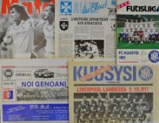 UEFA Cup 1991/1992 Liverpool away football programmes featuring Kuusysi Lahti (single sheet,