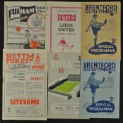 Leeds United away football programmes to include 1946/1947 Brentford, 1947/1948 Brentford, 1951/1952