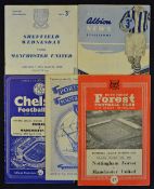 1957/1958 Manchester United away programmes v Portsmouth, Nottingham Forest, Chelsea, WBA, Sheffield