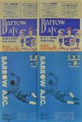 Manchester United away football programmes in the Lancashire Senior Cup all at Barrow to include