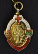 1954/55 Rugby League County Championship silver gilt and enamel medal - engraved on the reverse 