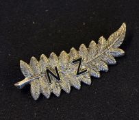 Scarce 1924-5 New Zealand All Black Silver Fern Rugby Badge - large white metal lapel badge embossed