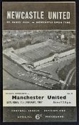 1966/1967 Postponed match programme Newcastle United v Manchester United dated 7 January 1967. Good.