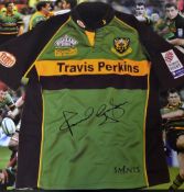 Paul Grayson (Northampton Saints and England) Signed Rugby Photograph - ltd ed no.1/30 colour action