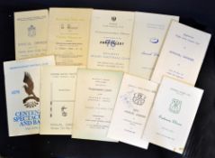 Interesting collection of 12x various Welsh/English related rugby dinner menus incl 1930 Ebbw Vale