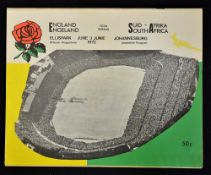 1972 South Africa v England rugby programme - 1st test match played at Ellis Park Johannesburg -