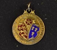 1958 Lancashire County Rugby League Senior Cup silver and enamel winners medal - engraved on back 