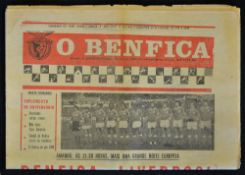 1977/1978 European Cup Benfica v Liverpool football programme date 28 February 'O Benfica' newspaper
