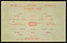 1945/1946 War League North Manchester United v Newcastle United single sheet issue.