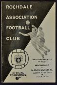 1967/1968 Lancashire Cup Rochdale v Manchester United at Spotland dated 31 October 1967. Good.