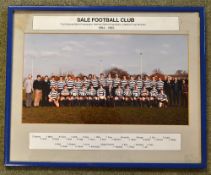 1984/85 Sale Rugby Club Winners Inaugural National Merit Table team photograph and display -