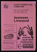 1973/1974 European Cup AS Jeunesse (Luxembourg) v Liverpool football programme date 19 September,