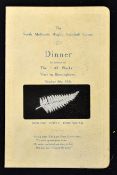 Rare 1924 North Midlands v New Zealand All Blacks Invincibles rugby dinner menu - held at the