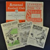 Manchester United away match programmes to include 1950/1951 Newcastle Utd, Stoke City, Bolton