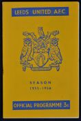 1955/1956 Leeds United v Manchester United friendly match programme dated 28 January 1956. NB: