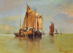 Moroney, Ken (b.1949) Original Painting Sailing Barges oil on board, signed and dated 1975, unframed