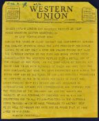 Sir Winston Churchill (1874-1965) Original Telegram issued on Western Union and dated April 1945