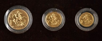 1983 United Kingdom Gold Proof Coin Collection Royal Mint contains a Two pound, Sovereign and Half-
