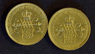 1989 £2 Coins Tercentenary Of The Bill Of Rights 1689-1989 appear in good condition, unboxed (2)