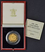 1992-1993 Gold Proof 50p Coin Royal Mint appears in good condition, complete with original box, in
