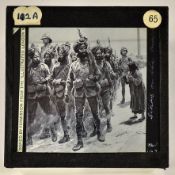 India - WW1- 15th Sikhs On The March France Glass Slide 1900s. A rare glass slide showing the
