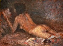 Moroney, Ken (b.1949) Original Painting Nude Lady Reading oil on board, signed under Ken Moroney's