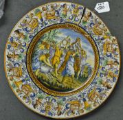 Large Ceramic Plate - depicts King David playing harp surrounded by Angels/Cherubs, measures 41cm