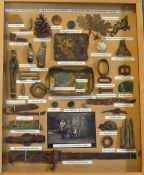 WWI Relics from the battlefield of the famous Christmas Truce 1914 mounted in a frame and a rare