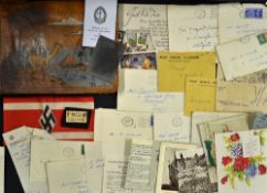 Leather Wallet containing a varied selection of 1940s Christmas cards, telegrams, letters, and paper