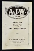 Automobiles - Motor Cycle - A.J.W. Motor Cycles, Exeter. 1930 an 8 page fold out sales catalogue