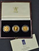Queen Elizabeth II Gold Proof Sovereign Portrait Three Coin Collection Royal Mint contains coins 3