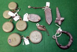 LEAD COLLECTION: Good collection of 10 vintage lead weights incl. Hardy Watch Case leads, 1.5