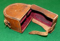 REEL CASE: Hardy block leather reel case, to take narrow drum fly reels, internal slot 3-7/8