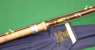 ROD: Hardy Richard Walker Carp rod, 10' 2 piece brown hollow glass, green whipped guides, 28