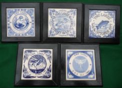 ORIGINAL FRAMED CERAMIC TILES: (5) Two Lakes Fishery, 1977, 1978, 1979, 1980 and 1981, framed