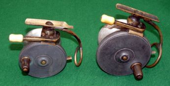 REELS: (2) Pair of Malloch alloy/brass side cast reels, a 4