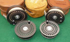 REEL & SPOOLS: (4) Orvis CFO4 lightweight alloy trout fly reel, twin U shaped line guide, smooth
