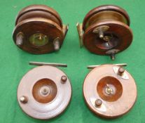 REELS: (4) Collection of 4 Nottingham mahogany/brass reels, a 4