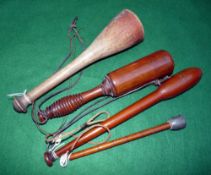 PRIESTS: (4) Collection of 4 trout/salmon fishing wooden priests, 8