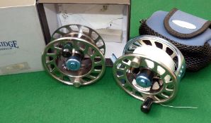 REEL & SPOOL: (2) Partridge of Redditch large arbour hi tech alloy fly reel, 4