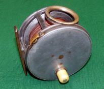 REEL: Rare Hardy Perfect wide drum alloy salmon fly reel, model with 1912 check, stubby white