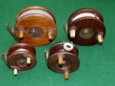 REELS: (4) Collection of 4 good early Nottingham reels, a 4
