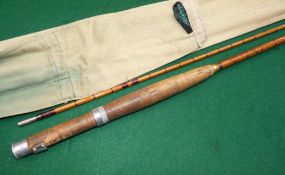 ROD: Hardy CC de France 9' 2 piece Palakona trout fly rod, No.E47318, burgundy close whipped snake