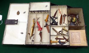 ACCESSORIES: Carter of London black japanned cantilever tackle box, 10